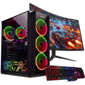 Refurbished (Excellent) - Gaming PC Tower - RTX 5060 Ti, Intel Core i7, 32GB Memory, 1TB SSD, Win 11 Pro + 24" Monitor