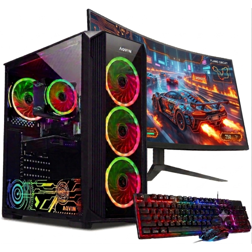 Refurbished (Excellent) - Gaming PC Tower - RTX 5060 Ti, Intel Core i7, 32GB Memory, 1TB SSD, Win 11 Pro + 24" Monitor