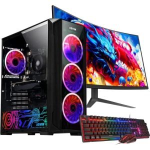 UNIWAY Pulse Gaming PC - RTX 5060, AMD Ryzen 7 5700X, 32GB Memory, 1TB SSD, Win 11 Pro, Black, Liquid Cooled, 1-Year Warranty
